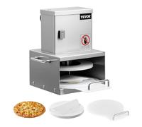 VEVOR Prensa Eléctrica para Masa de Pizza, Placa de Prensado 15 cm, Máquina de Pan de Acero Inoxidable, Espesor Ajustable, con 100 Hojas de Papel Pergamino, 240 x 250 x 330 mm, Fácil de Usar