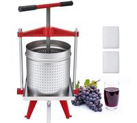 VEVOR Prensa Hidráulica de Frutas Capacidad de 15 L, Exprimidor Manual de Verduras de Acero Inoxidable, Prensa de Vino con 2 Bolsas de Filtro, Placa de Prensado, para Hacer Zumo de Sidras, Uvas