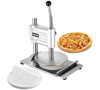 VEVOR Prensa Manual para Masa de Pizza, Placa de 24 cm, Prensa de Pan de Acero Inoxidable, para Hacer Chapatis, Formadora con Asa y 100 Hojas de Papel Pergamino, 400 x 245 x 360 mm, Color Plata
