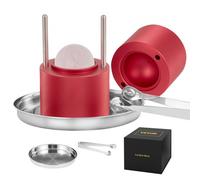 VEVOR Prensa para Bolas de Hielo 2,4" Kit de Aleación de Avión para Esferas de 60mm, Con Pinza y Bandeja de Goteo, para Whisky, Cocktail, Rojo