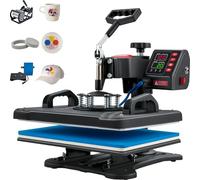 VEVOR Prensa Térmica 5 en 1 Máquina de Impresión de Calor 29 x 38 cm | Transferencia de Calor para Camiseta, Gorras, Platos, Tazas, Control Digital Inteligente, Abatimiento de 360° Prensa de Calor