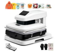 VEVOR Prensa Térmica Automática para Camisetas, Prensa de Transferencia Térmica con Placa Calefactora de 38 x 38 cm, Liberación Automática, Presión Ajustable y Pantalla Digital, Sublimación, Blanco