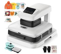 VEVOR Prensa Térmica Automática para Camisetas, Prensa de Transferencia Térmica con Placa Calefactora de 38 x 38 cm, Liberación Automática, Presión Ajustable y Pantalla Digital, Sublimación, Blanco