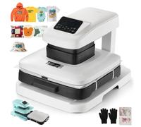 VEVOR Prensa Térmica Automática para Camisetas, Prensa de Transferencia Térmica con Placa Calefactora de 38 x 38 cm, Liberación Automática, Presión Ajustable y Pantalla Digital, Sublimación, Blanco