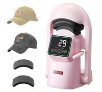 VEVOR Prensa Térmica Automática para Gorras con 2 Platinas Intercambiables Pantalla Táctil para un Control Preciso de Tiempo y Temperatura, Impresión por Transferencia Térmica para Sombreros, Rosa
