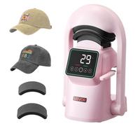 VEVOR Prensa Térmica Automática para Gorras con 2 Platinas Intercambiables Pantalla Táctil para un Control Preciso de Tiempo y Temperatura, Impresión por Transferencia Térmica para Sombreros, Rosa