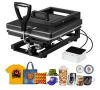 VEVOR Prensa Térmica de 38 x 38 cm, 8 en 1, Potencia 1350 W, Multifunción, Calentamiento Rápido y Uniforme, Prensa de Sublimación para Camisetas, Tazas, Gorras y Platos, Color Negro, 100-210 ℃