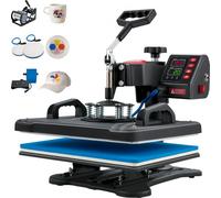 VEVOR Máquina de Prensa en Calor 5 en 1 Máquina de Impresión de Calor 29 x 38 cm Máquina de Transferencia de Calor Abatimiento de 360° Control Digital Inteligente para Camisetas, Gorras, Platos, Tazas