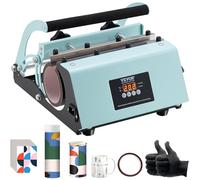 VEVOR Prensa Térmica para Vasos de 325-887 ML Prensa Térmica para Vasos con Papel de Sublimación, Cinta y Guantes, Ajuste de Temperatura y Tiempo para Vasos, Tazas y Jarras de Sublimación, Verde