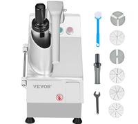 VEVOR Procesador de Alimentos y Picador de Verduras 2 Orificios de Alimentación de Acero Inoxidable Picadora con 6 Cuchillas Desmontables 550W 1600 RPM Trituradora de 3/5/7/10 mm, Cortadora de 2/4 mm