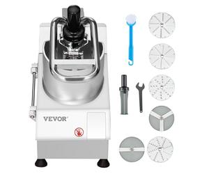 VEVOR Procesador de Alimentos y Picador de Verduras 2 Orificios de Alimentación de Acero Inoxidable Picadora con 6 Cuchillas Desmontables, Trituradora de 3 mm/5 mm/7 mm/10 mm, Cortadora de 2 mm/4 mm