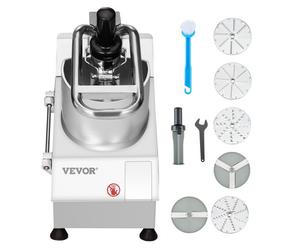 VEVOR Procesador de Alimentos y Picador de Verduras 2 Orificios de Alimentación de Acero Inoxidable Picadora con 6 Cuchillas Desmontables, Trituradora de 3 mm/5 mm/7 mm/10 mm, Cortadora de 2 mm/4 mm