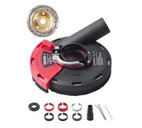 VEVOR Protector Antipolvo para Amoladora Angular, Universal de 10 a 12,7 cm, con 6 Arandelas de Sujeción y Muela, Conexión a Aspiradora, para Madera, Hormigón y Paredes, 170 x 140 x 80 mm, Negro