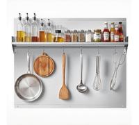 VEVOR Protector contra Salpicaduras 760 x 610 mm, Panel Antisalpicaduras de Acero Inoxidable, con Estante de Almacenamiento y Soporte para Colgar, Orificios Pretaladrados, para Campana Extractora