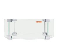 VEVOR Protector contra Viento para Brasero de Gas 66x15,2x15,2 cm Protector contra Viento de Vidrio Templado para Brasero Pantalla Protectora Redonda Espesor de 6 mm con Pies de Aleación de Aluminio