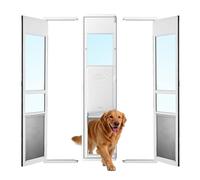 VEVOR Puerta Abatible de Vidrio con Entrada para Perros, 180° Altura Ajustable, Marco de Aleación de Aluminio, Puerta para Mascota 34,6 x 60 cm con Cerradura Magnética, Compatible con Perros Grandes