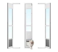 VEVOR Puerta Abatible de Vidrio con Entrada para Perros, Altura Ajustable, Puerta para Mascota 21 x 31,1 cm con Cerradura Magnética, Marco de Aleación de Aluminio, Compatible con Perros Medianos Gatos