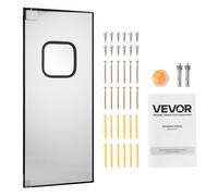 VEVOR Puerta Batiente de Tráfico, Panel Único para Puerta de Acero Inoxidable de 917 x 78 x 2133 mm con Herrajes y Accesorios para Garajes, Cocinas y Cámaras Frigoríficas Comerciales, Plata