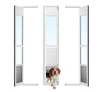 VEVOR Puerta Batiente de Vidrio con Entrada para Perros, Puerta para Mascota 26 x 41,3 cm, Marco de Aleación de Aluminio, Instalación sin taladrar, Compatible con Perros Grandes Gatos, Color Blanco