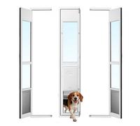 VEVOR Puerta Batiente de Vidrio con Entrada para Perros, Puerta para Mascota 26 x 41,3 cm, Marco de Aleación de Aluminio, Instalación sin taladrar, Compatible con Perros Grandes Gatos, Color Blanco