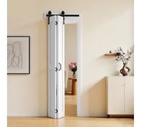 VEVOR Puerta Corredera Plegable, Estilo Granero, Fabricada en MDF, con Kit de Montaje y Diseño de Marco en H que Ahorra Espacio, Ideal para Dormitorio y Salón, Color Blanco, 609 x 2134 x 35 mm