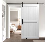 VEVOR Puerta Corrediza de Granero, Panel de la Puerta de MDF 1067 x 2134 mm con Kit de Herrajes, Superficie de PVC Impermeable, Marco en H, Deslizamiento Suave y Silencioso para Sala de Estar y Baño