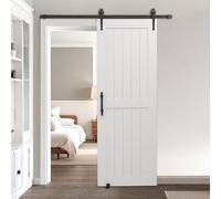 VEVOR Puerta Corrediza de Granero, Panel de la Puerta de MDF 762 x 2134 mm con Kit de Herrajes, Superficie de PVC Impermeable, Marco en H, Deslizamiento Suave y Silencioso para Sala de Estar y Baño