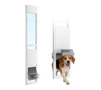 VEVOR Puerta Corrediza de Vidrio con Entrada para Perros, Altura Ajustable de 1927-2049 mm, Puerta para Mascota de 3 Capas 26 x 41,3 cm, Marco de Aleación de Aluminio, Compatible con Perros Grandes