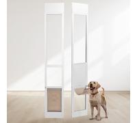 VEVOR Puerta Corrediza de Vidrio para Perros Altura Ajustable 260,4 x 412,8 x 1927-2049 mm Puerta para Perros de Vidrio Templado con Estructura de Bisagra, Solapa y Cerradura para Perros Medianos