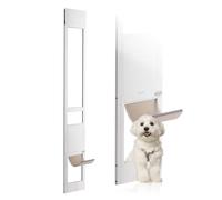 VEVOR Puerta Corrediza de Vidrio para Perros Altura Ajustable 209,6 x 311,2 x 1927-2049 mm Puerta para Mascotas de Vidrio Templado con Estructura de Bisagra, Solapa y Cerradura para Perros Pequeño