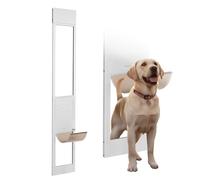 VEVOR Puerta Corrediza de Vidrio para Perros Altura Ajustable 260,4 x 412,8 x 1927-2049 mm Puerta para Perros de Vidrio Templado con Estructura de Bisagra, Solapa y Cerradura para Perros Medianos