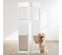 VEVOR Puerta Corrediza de Vidrio para Perros Altura Ajustable 346 x 600 x 1927-2049 mm Puerta para Mascotas de Vidrio Templado con Estructura de Bisagra, Solapa y Cerradura para Perros de Gran Tamaño