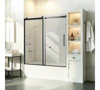 VEVOR Puerta Corrediza para Bañera Sin Marco 1422-1524 x 1524 mm Espesor de 8 mm