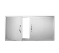 VEVOR Puerta de Acceso a Barbacoa 106,7 x 53,4 cm Puerta de Cocina Exterior Doble Puerta Empotrada de Acero Inoxidable con Manija para Isla de Barbacoa, Estación de Parrilla, Armario Exterior