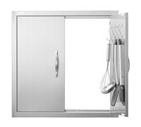 VEVOR Puerta de Acceso a Barbacoa 610 x 610 x 48 mm Puerta de Cocina Exterior Doble Puerta Empotrada de Acero Inoxidable con Manija para Isla de Barbacoa, Estación de Parrilla, Armario Exterior