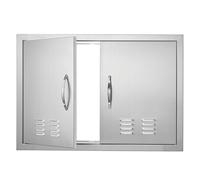 VEVOR Puerta de Acceso a Barbacoa 762 x 533 x 46 mm Puerta de Cocina Exterior Doble Puerta Empotrada de Acero Inoxidable con Manija para Isla de Barbacoa, Estación de Parrilla, Armario Exterior