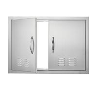 VEVOR Puerta de Acceso a Barbacoa 762 x 533 x 46 mm Puerta de Cocina Exterior Doble Puerta Empotrada de Acero Inoxidable con Manija para Isla de Barbacoa, Estación de Parrilla, Armario Exterior