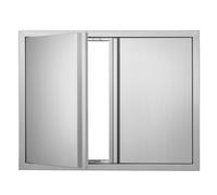VEVOR Puerta de Acceso a Barbacoa 787 x 609 x 45 mm Puerta de Cocina Exterior Doble Puerta Empotrada de Acero Inoxidable con Manija para Isla de Barbacoa, Estación de Parrilla, Armario Exterior