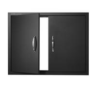 VEVOR Puerta de Acceso a Barbacoa 788 x 610 x 46 mm Puerta de Cocina Exterior Doble Puerta Empotrada de Acero Inoxidable con Manija para Isla de Barbacoa, Estación de Parrilla, Armario Exterior, Negro