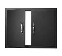 VEVOR Puerta de Acceso a Barbacoa 788 x 610 x 46 mm Puerta de Cocina Exterior Doble Puerta Empotrada de Acero Inoxidable con Manija para Isla de Barbacoa, Estación de Parrilla, Armario Exterior, Negro