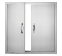 VEVOR Puerta de Acceso a Barbacoa 790 x 790 x 46 mm Puerta de Cocina Exterior Doble Puerta Empotrada de Acero Inoxidable con Manija para Isla de Barbacoa, Estación de Parrilla, Armario Exterior