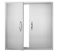 VEVOR Puerta de Acceso a Barbacoa 790 x 790 x 46 mm Puerta de Cocina Exterior Doble Puerta Empotrada de Acero Inoxidable con Manija para Isla de Barbacoa, Estación de Parrilla, Armario Exterior