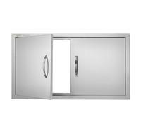 VEVOR Puerta de Acceso a Barbacoa 863 x 482 x 46 mm Puerta de Cocina Exterior Doble Puerta Empotrada de Acero Inoxidable con Manija para Isla de Barbacoa, Estación de Parrilla, Armario Exterior