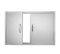 VEVOR Puerta de Acceso a Barbacoa 88,9 x 61 x 4,5 cm Puerta de Cocina Exterior Doble Puerta Empotrada de Acero Inoxidable con Manija para Isla de Barbacoa, Estación de Parrilla, Armario Exterior