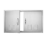VEVOR Puerta de Acceso a Barbacoa 91,4 x 53,4 x 4,5 cm Doble Puerta Empotrada de Acero Inoxidable con Manija para Isla de Barbacoa, Estación de Parrilla, Armario Exterior