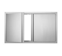 VEVOR Puerta de Acceso a Barbacoa 914 x 534 x 45 mm de Cocina Exterior Doble Empotrada de Acero Inoxidable Con Manija Para Isla de Barbacoa, Estación de Parrilla, Armario Exterior