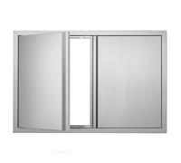 VEVOR Puerta de Acceso a Barbacoa 914 x 610 x 45 mm Puerta de Cocina Exterior Doble Puerta Empotrada de Acero Inoxidable con Manija para Isla de Barbacoa, Estación de Parrilla, Armario Exterior