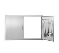 VEVOR Puerta de Acceso a Barbacoa 99 x 66 x 4,5 cm de Cocina Exterior Doble Empotrada de Acero Inoxidable Con Manija Para Isla de Barbacoa, Estación de Parrilla, Armario Exterior