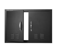 VEVOR Puerta de Acceso a Barbacoa 762 x 533 x 46 mm Puerta de Cocina Exterior Doble Puerta Empotrada de Acero Inoxidable con Manija para Isla de Barbacoa, Estación de Parrilla, Armario Exterior, Negro