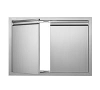 VEVOR Puerta de acceso para barbacoa, puerta de cocina doble de 30 pulgadas de ancho x 21 pulgadas de alto, puerta de montaje empotrado de acero inoxidable, puerta vertical de pared con asas
